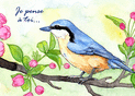 Oiseau color&eacute; et doux message printanier